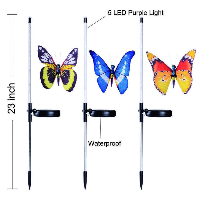 多色変更LED庭の太陽光光繊維の蝶の装飾的なライトガーデンの太陽のステークライト